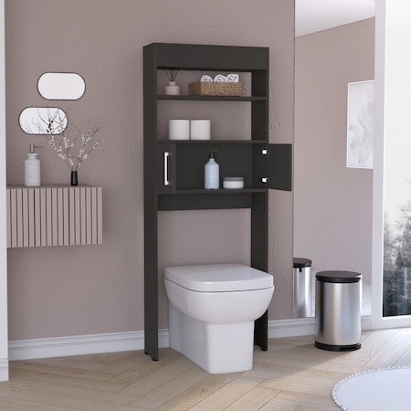 Tuhome Madrid Over The Toilet Cabinet, Double Door, Two Shelves, Black ALW7961